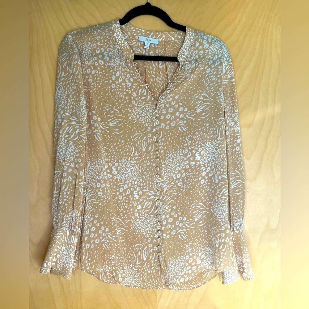 Joie blouse, pale orange animal print, small